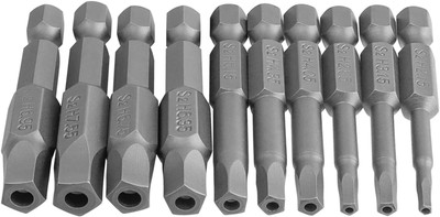 10 Pieces Torx Star 5 Point Security Screwdriver Bits with 1/4'' Hex Shank
