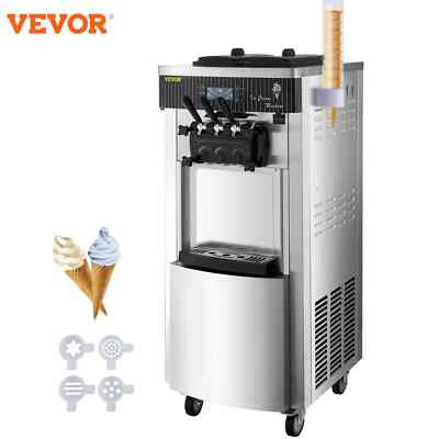 VEVOR Softeismaschine Eismaschine 20-28 L/h Speiseeismaschine Eiscreme 3 Flavor