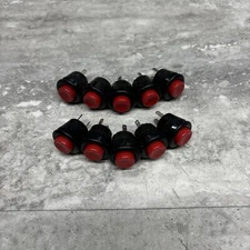 Lot Of 10 Miyama DS-412-R Panel Mount Momentary Push Button, Red 3A 125VAC SPST