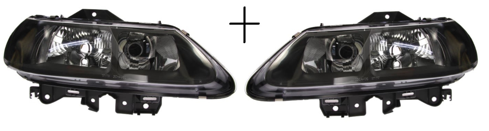 Phares avant droit et gauche électriques noirs H7 pour Renault Laguna 1 de 1995 à 2001