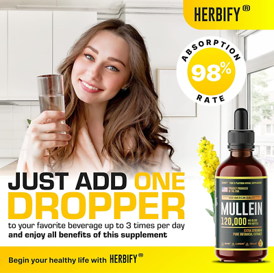 HERBIFY Mullein Drops - Lung Cleanse - Mullein Leaf Extract