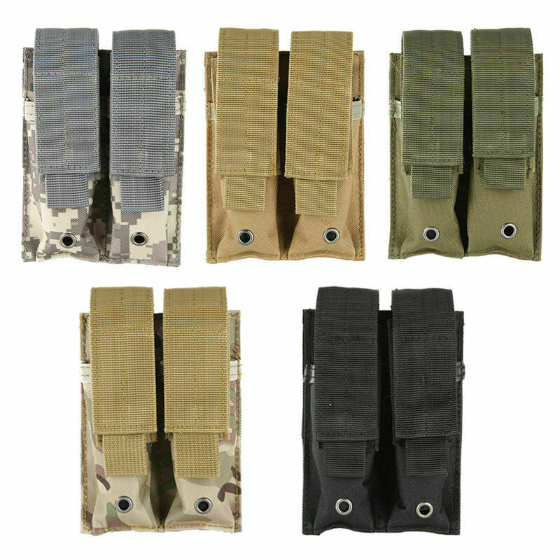 Tactical Molle Double Magazine Pouch Pistol Mag Holder Baton Flashlight Holder-image