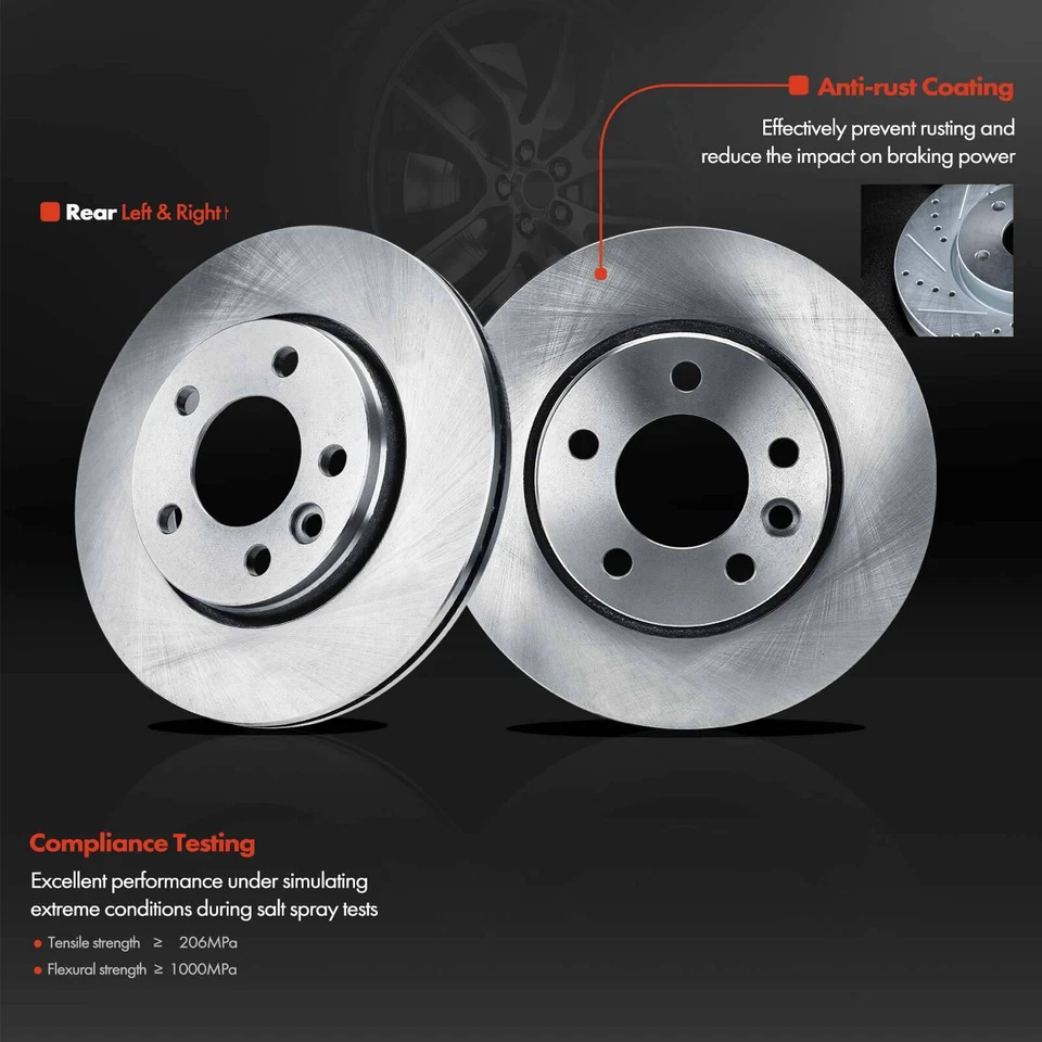 Rear Disc Brake Rotors & Ceramic Brake Pads for Volkswagen Transporter 2010-2019 - Image 2 of 4