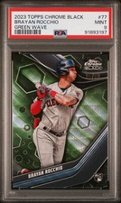 Brayan Rocchio - 2023 Topps Chrome Black Green Wave Refractor RC  (Read)  PSA 9