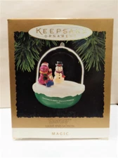Hallmark Barney Light and Motion Christmas Ornament NOS 1994 Barney Sledding