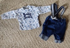 Vintage Hopscotch 0-6 mo. Denim Overalls Baby Jeans Shirt - Great Condition