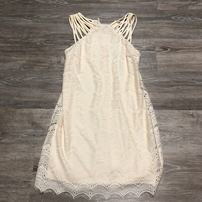 She + Sky Size Large Crochet Lined Cream Hoco Slip Dress Cottagecore Fairy