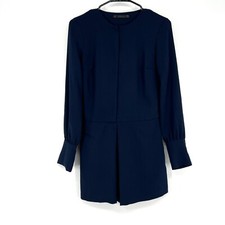Zara Romper Womens Size XS Blue Long Sleeve Button Down Front Pockets