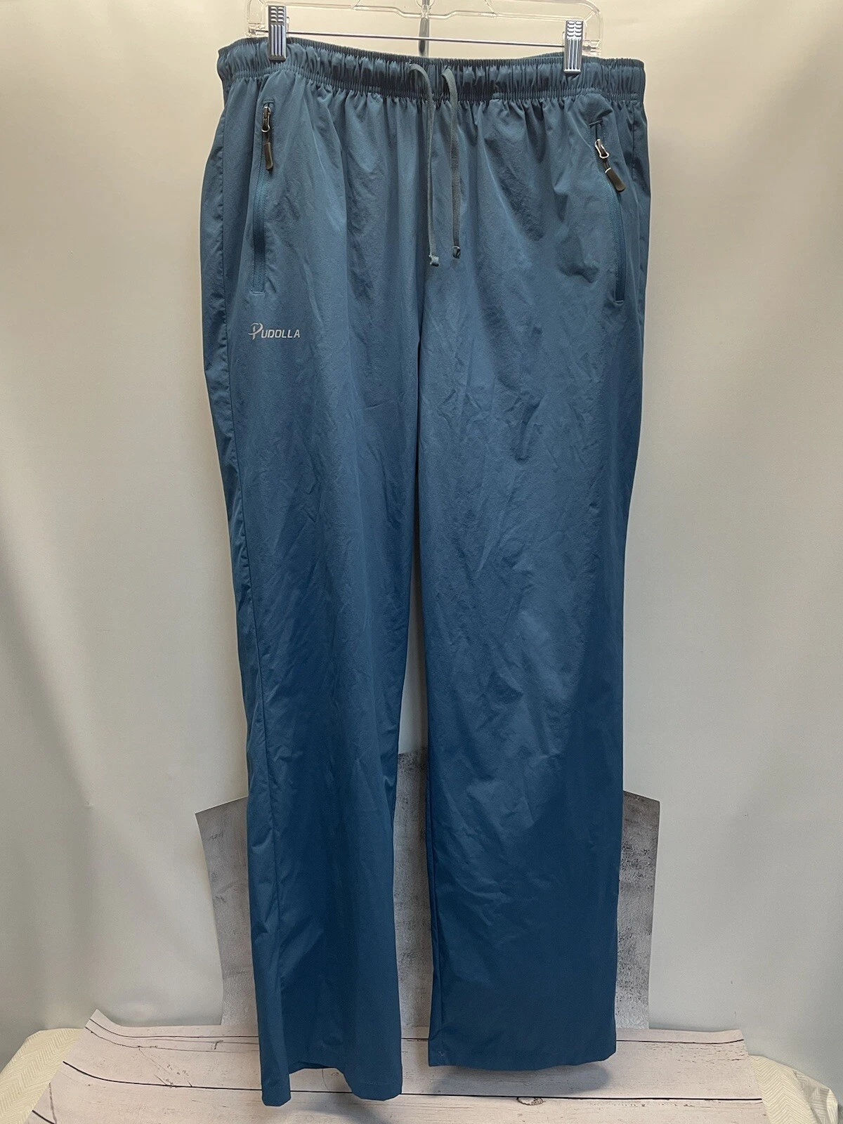 Pudolla Men's Workout Athletic Pants Elastic Jogging Running Pants 2 XL Blue EUC