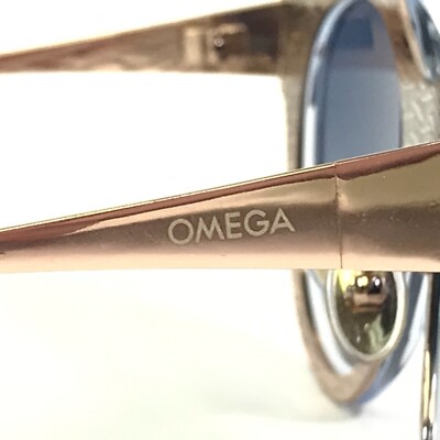 Omega Sunglasses OM 0023-H 92X Clear Blue Gold Cat Eye 