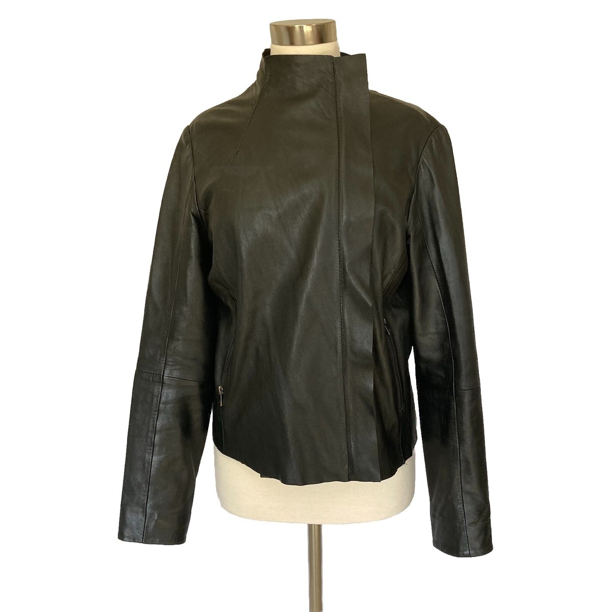 Bod & Christensen Women's XL Leather Jacket Black Zip Moto runs