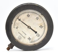 LARGE VINTAGE INDUSTRIAL US GAUGE VACUUM SUPER GAUGE NO GLASS