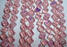 AL899 CZECH 6mm DIAGONAL Glass CUBE Bead-ROSALINE AB 25 