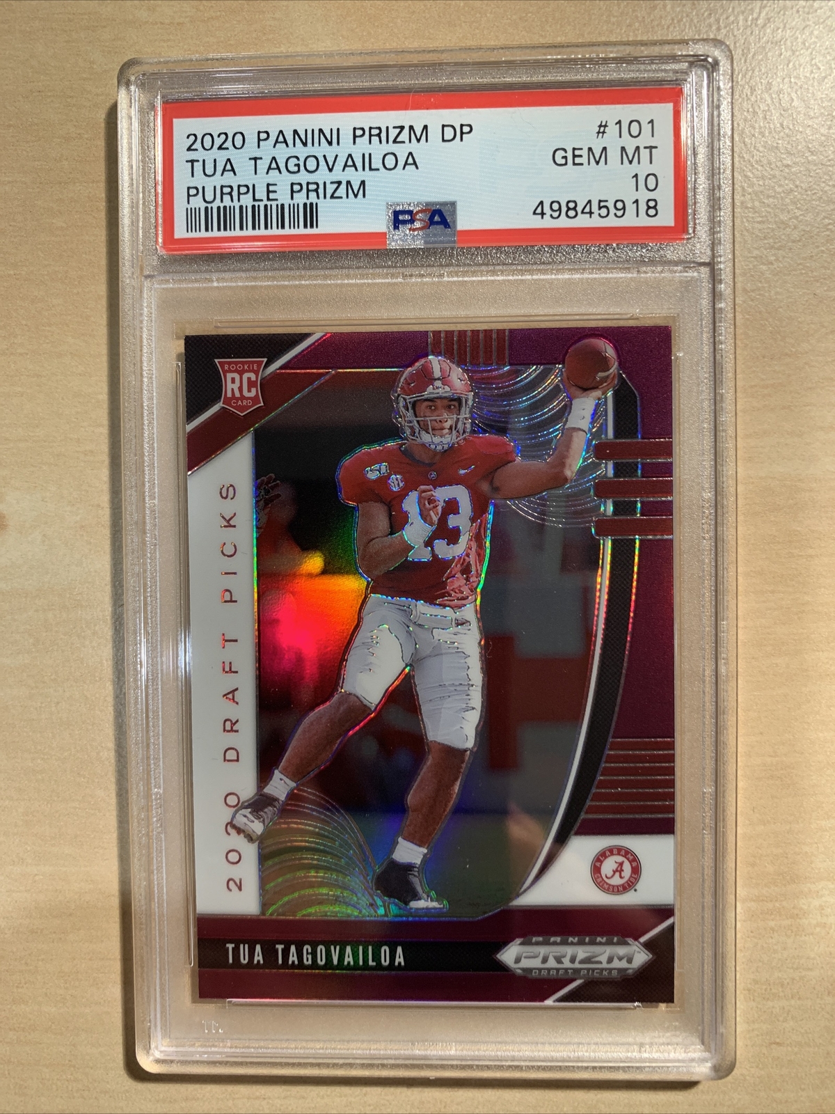 2020 Panini Prizm DP Tua Tagovailoa PURPLE Prizm #101 PSA 10 Gem Mint Rookie RC