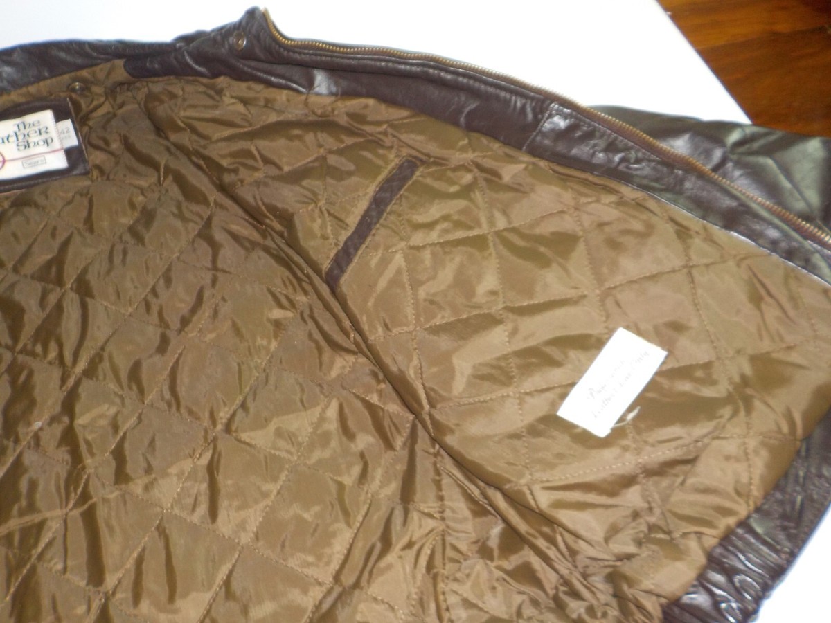 Leather Bomber Jacket VINTAGE Sears Leather Shop Quilted Lined