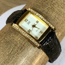 Camrose & Kross Women JKB Collection White Dial Pave Leather Quartz Watch 7"