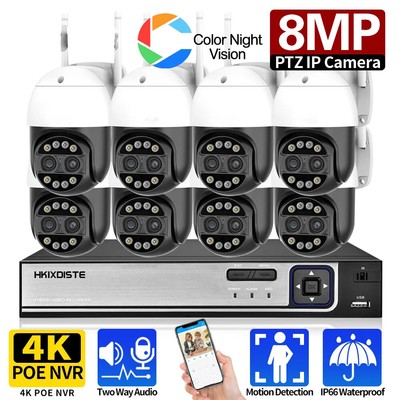 8MP Überwachungskamera Set Außen 4K 4CH/8CH NVR Schwenkbar PTZ Auto Tracking DE