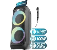 Karaoke Portable Bluetooth Speaker - Lights & Microphone -MAJORITY P200 -Black