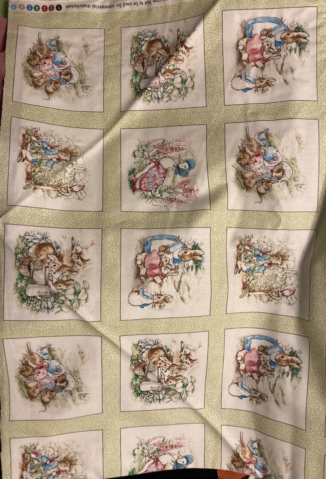 Beatrix Potter 2006 Cranston Quilting Treasures Cotton Panel Cut Green ...