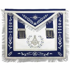 Master Mason Blue Lodge Apron Royal Blue Silver Fringe Masonic Regalia