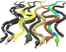 9 Pc Realistic Rubber Snake Set, Waterproof Super Stretchy TPR Snake Figures, Bi