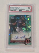GEORGE VALERA 2022 Bowman 1st Chrome Sapphire AQUA AUTO /99 PSA 9 GUARDIANS RC📈