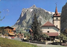 SWITZERLAND GRINDELWALD WETTERHORN WITH CHURCH
