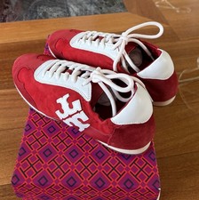 NIB Tory Burch Women s Leather Suede Sneakers FLARE RED Size US6