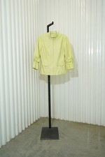 Chicos Chartreuse Ruched-Sleeve Zip Jacket