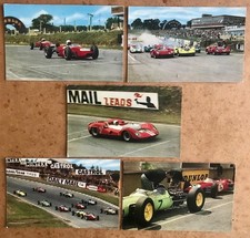 vintage postcards 'Motor Racing at Brands Hatch' Bruce McClaren, Lotus, Brabham,