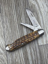 VTG Nice Used. Toasted Jigged Handle Jack Knife Pocket Knife USA Two Blade Rare