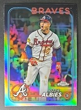 Ozzie Albies 2024 Topps Chrome Refractor #9 Atlanta Braves 