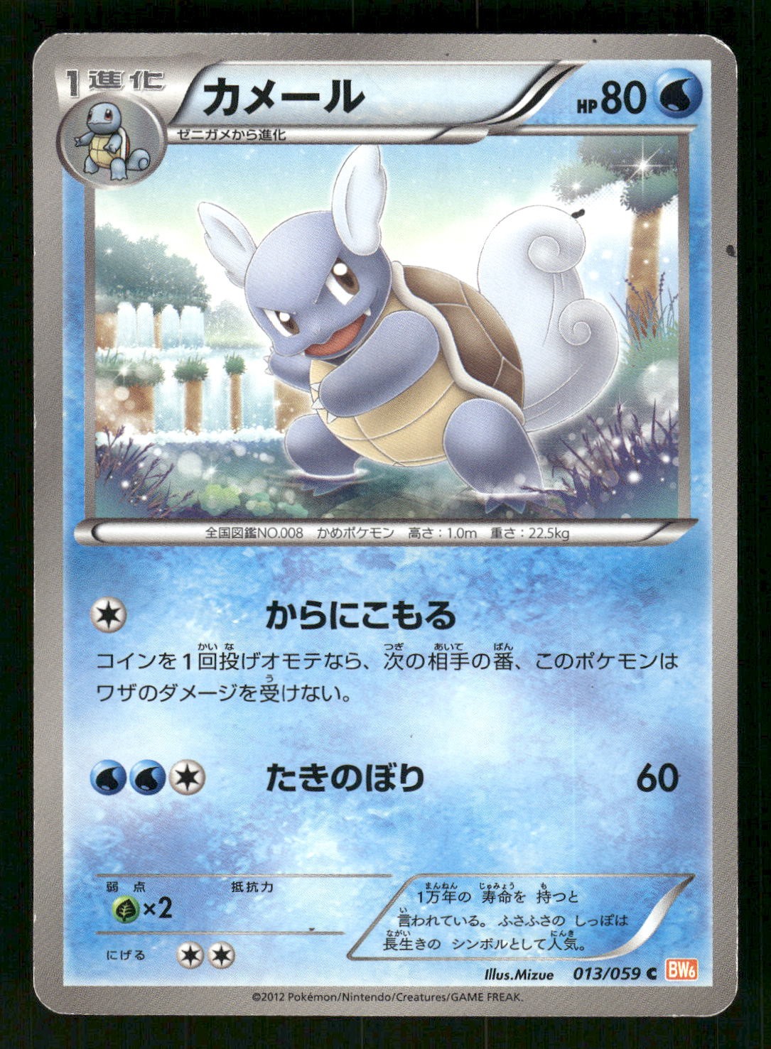 2012 Moderately Played Pokemon Wartortle 013/059 Cold Flare BW6 Japanese