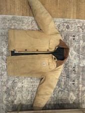 90s Carhartt Detroit J97 Zip Up Collard Brown Blanket Lined Jacket Size Large