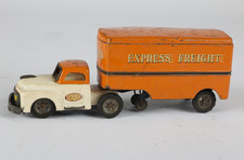Vintage Moving Van Tin Toy Truck Trailer Friction Powered