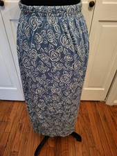 Vintage 90's Blue/White Rose Print Knit Skirt Jaclyn Smith sz Sm Cottagecore