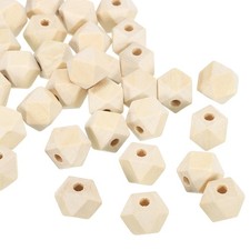 12mm Natural Wood Beads 50 Pack Unfinished Wooden Beads Geometric Hexagon Beads