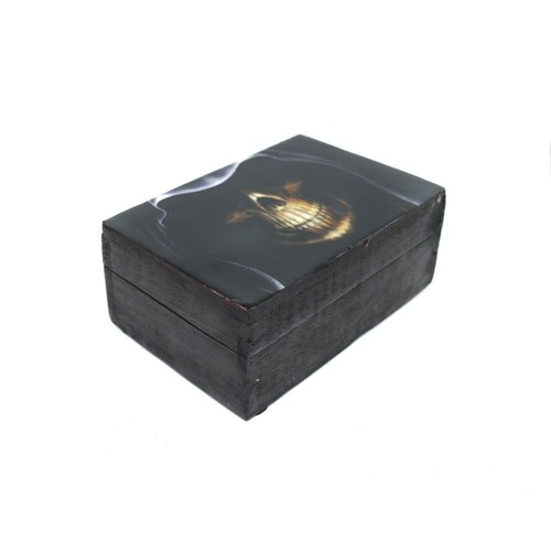 Grim Reaper Dark Wood 6" x 4" Box For Jewelry, Memory, Sage, Storage Incense - Picture 2 of 4