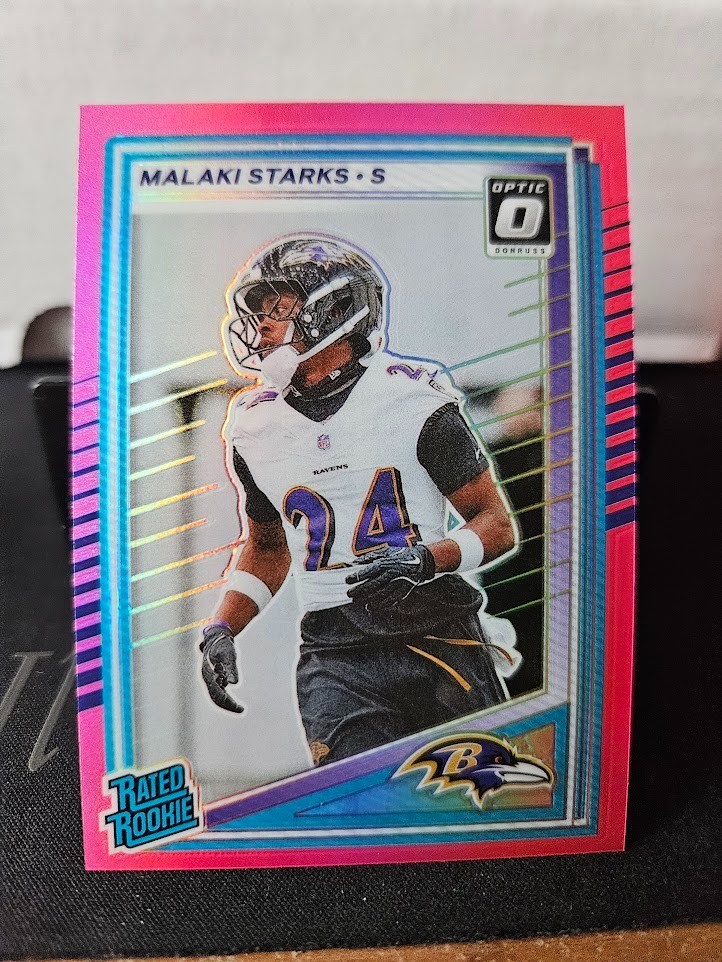 2025 Donruss Malaki Starks Rated Rookie Pink Optic Preview RC #346 Ravens