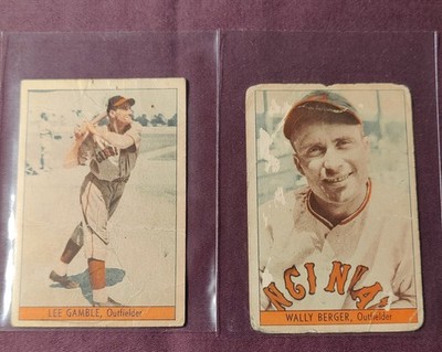 (2) LOT OF RARE 1938 Cincinnati Reds Team Issue W711 Gamble, Berger