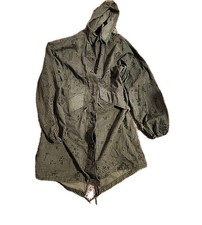 Vintage 80s Military Parka Jacket Mens Small Night Camouflage Desert Fish Tail