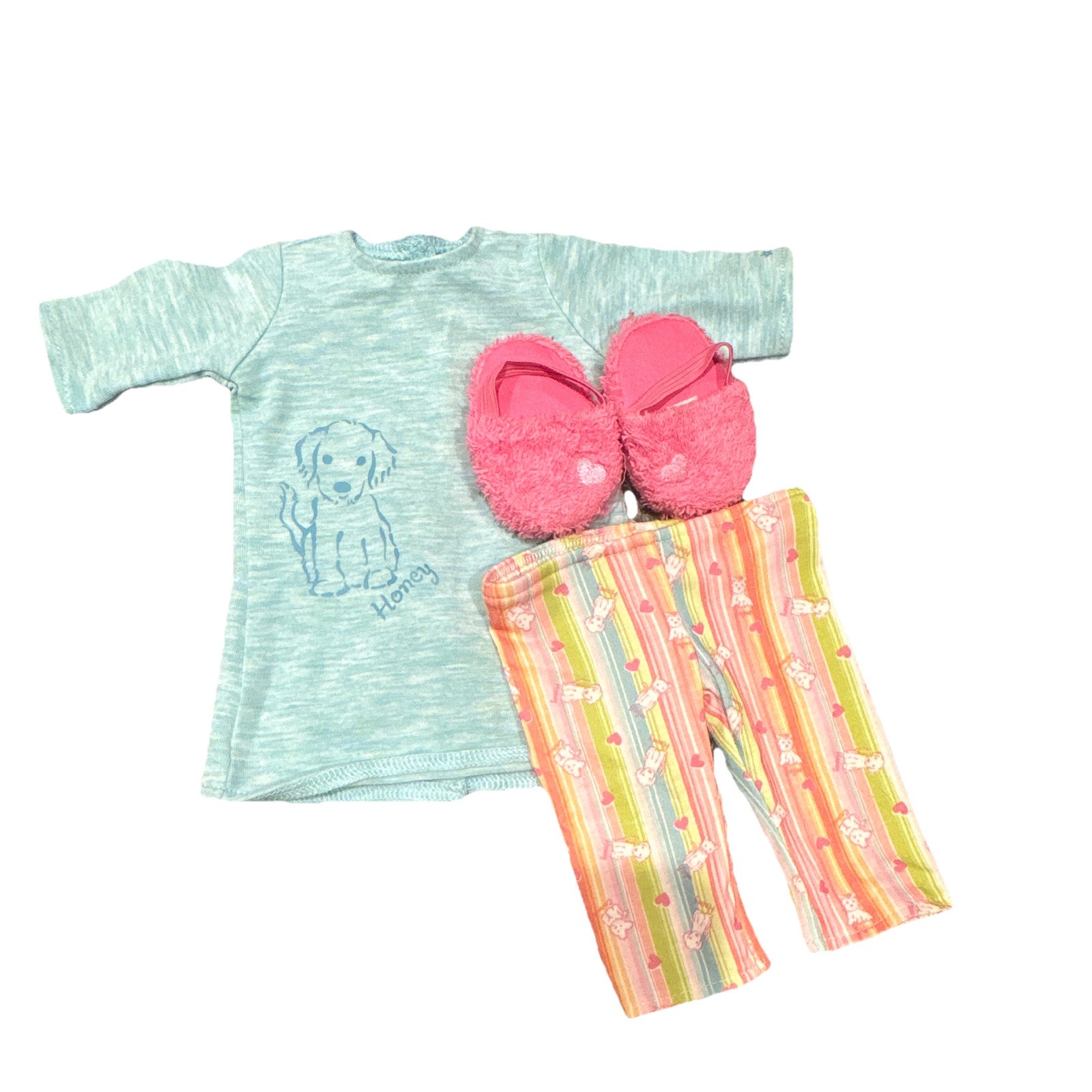 American Girl Doll HONEY PUPPY PJ Set and Slippers for 18