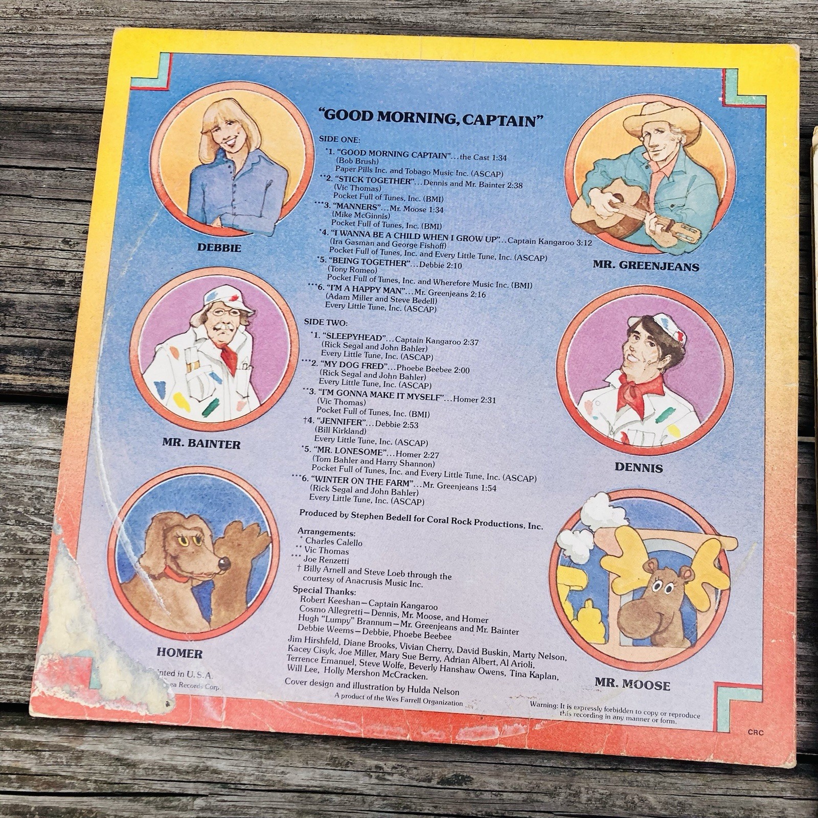 4 Vinyl LP 33 RPM Captain Kangaroo, 2 Chipmunks Albums, & Walt Disney Songs