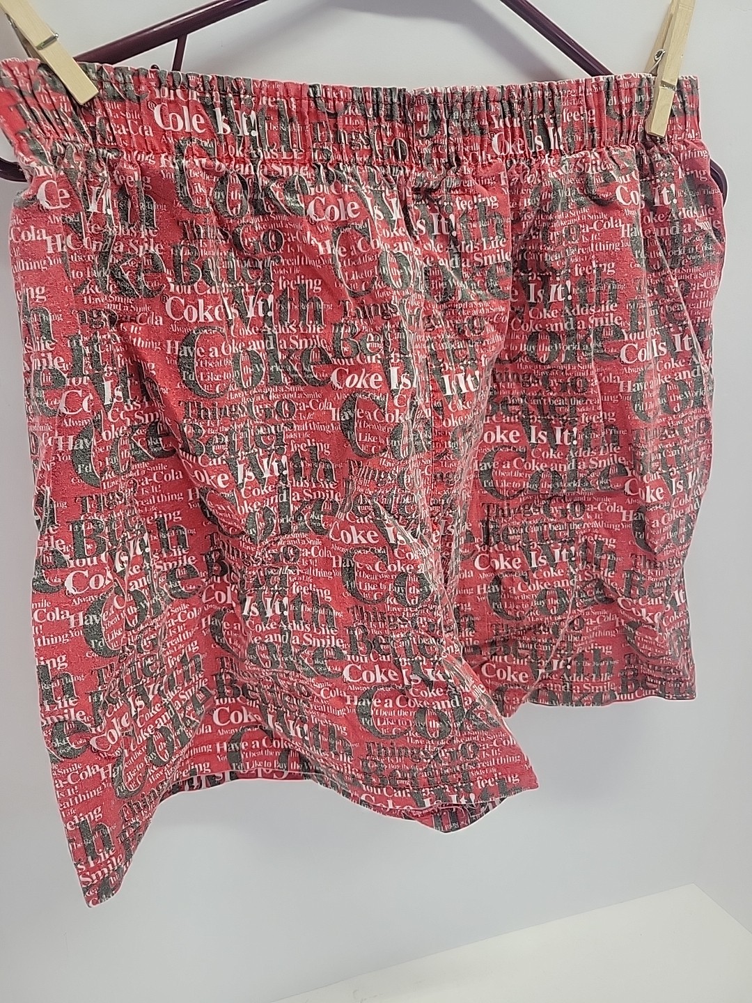 Vtg MENS COCA COLA RED BOXER SHORTS Coke SIZE L USA image 5