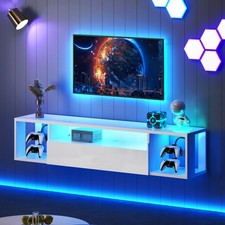 Floating TV Stand with LED Lights,Wall Mounted TV Shelf with Led Lights, 55.1" M