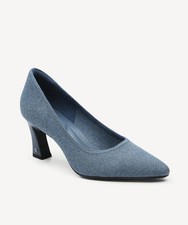 SerenTouch Pointed Toe Heeled Pump Denim Blue Elegant Women Dress Shoes NEW