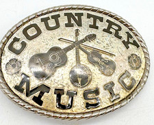 Vintage Country Music Belt Buckle Guitar Banjo Fiddle USA Western