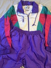 Casual Isle Vintage 80s Full Zip Nylon Windbreaker Jogging Suit Large/Medium