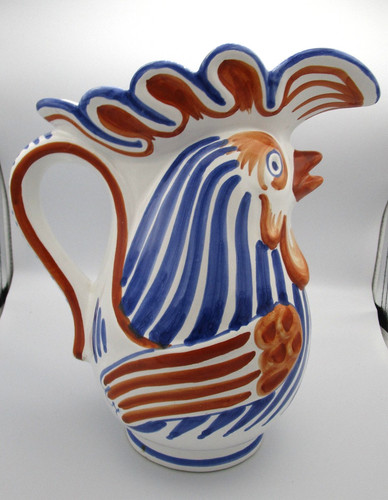 Pier 1 Imports Large Italian Rooster Ceramic Pitcher 10.5" H Made in Italy Vtg