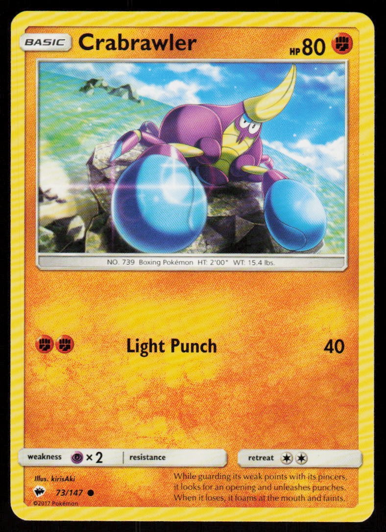 Crabrawler 73/147 Common Burning Shadows Pokemon Near Mint